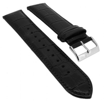 Hugo Boss 1513022 | Uhrenarmband 22mm Leder Kroko-Optik schwarz