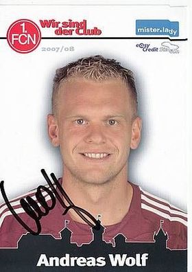 Andreas Wolf 1. FC Nürnberg 2007-08 Autogrammkarte + A39657