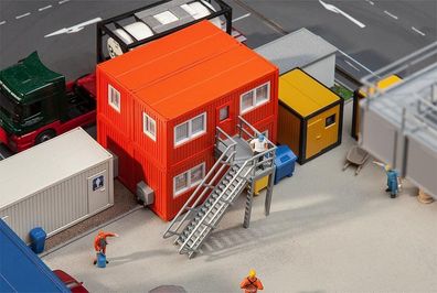 Faller 130135, 4 Baucontainer, orange, Bausatz Miniaturwelten H0 (1:87)