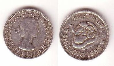 1 Schilling Silber Münze Australien 1959