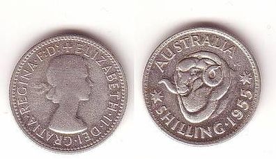 1 Schilling Silber Münze Australien 1955