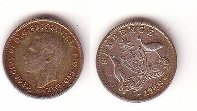 6 Pence Silber Münze Australien 1948