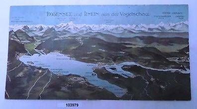 103979 Maximumkarte Panorama Bodensee und Rhein aus der Vogelschau um 1910