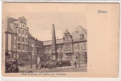 55615 Ak Mainz Neubrunnenplatz mit Neubau der Volksbank um 1905