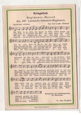 51101 Lied Ak Regiments-Marsch des 107. Landwehr Infanterie Regiments