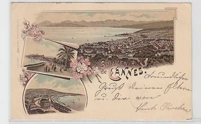 56071 Ak Lithographie Souvenir de Cannes 1897