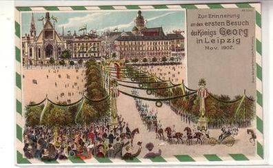 57149 Ak Lithographie Besuch König Georgs in Leipzig 1902