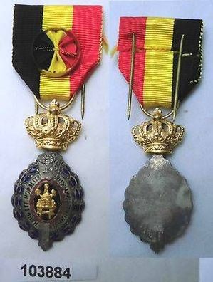 alter Orden Belgien Dekoration für Arbeitsverdienste Krone Gold mit Band 103884