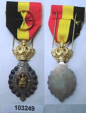 alter Orden Belgien Dekoration für Arbeitsverdienste Krone Gold mit Band 103249