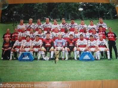 Bayern München 1998-99 Mannschaftsgroßfoto 32x Orig. Signiert * 25