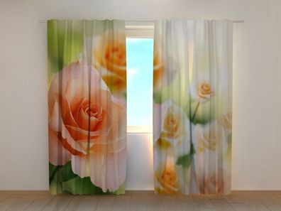 Fotogardine duftende Rosen Vorhang bedruckt Fotodruck Fotovorhang mit Motiv nach Maß