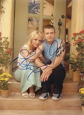 2 Original Autogramme Britney SPEARS + JUSTIN Timberlake auf Großfoto (COA)