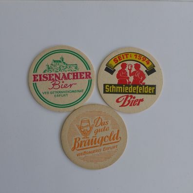 3 Bierdeckel , Braugold Bier , Eisenacher , Schmiedefelder