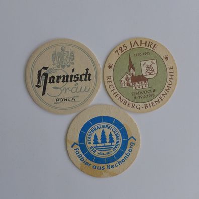 3 Bierdeckel , Harnisch , Rechenberg , Rechenberger 725 Jahre