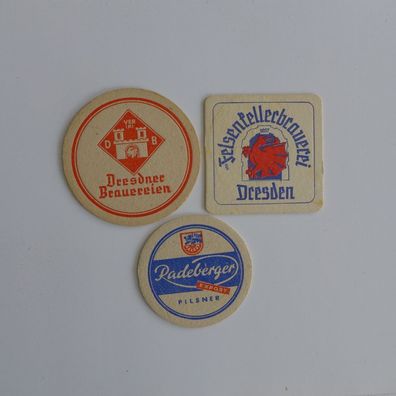 3 Bierdeckel Felsenkellerbrauerei Radeberger Dresdner Brauereien