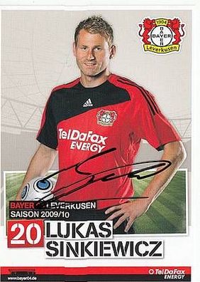 Lukas Sinkiewicz Bayer Leverkusen 2009-10 Autogrammkarte + A39907