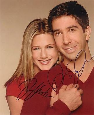 Original Autogramm Jennifer Aniston + DAVID Schwimmer auf Großfoto Friends (COA)