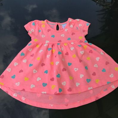 Baby Kleid Mädchen Kleidchen Sommerkleid Bio-Baumwolle 100% Baumwolle Pink Rosa Herz