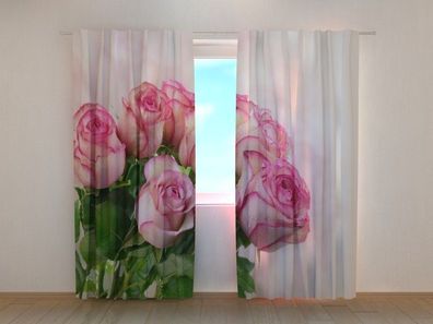 Fotogardine schöner Rosenstrauß Vorhang bedruckt Fotodruck Fotovorhang nach Maß