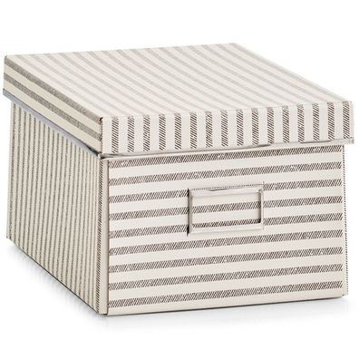 Zeller Aufbewahrungsbox Kartonbox Pappebox Streifen 28 x 21 x 15 cm
