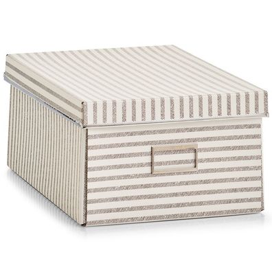 Zeller Aufbewahrungsbox Kartonbox Pappebox Streifen 36 x 25 x 15 cm