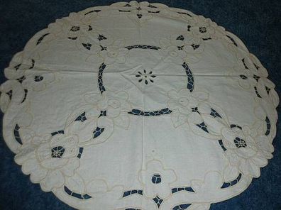 Tischdecke rund mit Lochstickerei-57cm Durchmesser