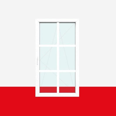 Sprossenfenster Typ 6 Felder Weiß 26mm SZR Sprosse 1 flg. Dreh-Kipp Fenster
