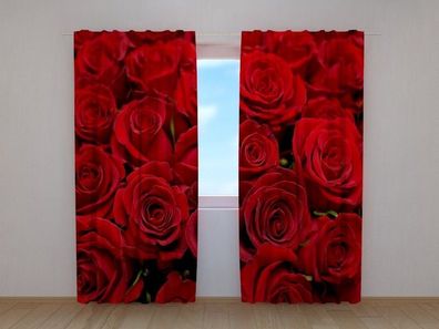 Fotogardine rote Rosen Vorhang bedruckt Fotodruck Fotovorhang Gardine nach Maß
