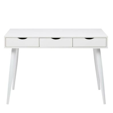 cagü: Design Retro Lounge Schreibtisch [VIBORG] Weiss mit 3 Schubladen 110cm, NEU!