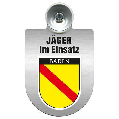 Einsatzschild mit Saugnapf Jäger im Einsatz 393821 Region Baden