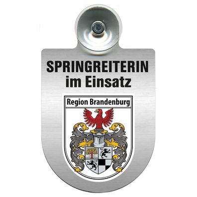 Einsatzschild mit Saugnapf Springreiterin im Einsatz 393836 Region Brandenburg