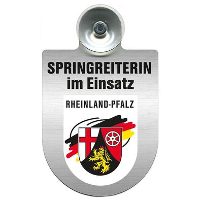 Einsatzschild mit Saugnapf Springreiterin im Einsatz 393836 Region Rheinland-Pfalz