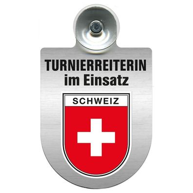 Einsatzschild mit Saugnapf Turnierreiterin im Einsatz 309478 Region Schweiz