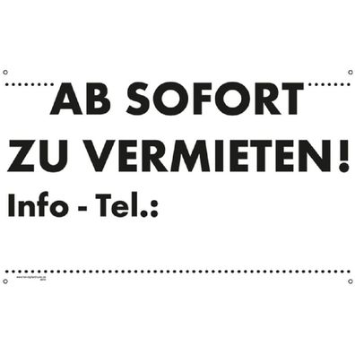Hinweisschild - Ab sofort zu vermieten - Gr. ca. 600 x 375 cm - 308910