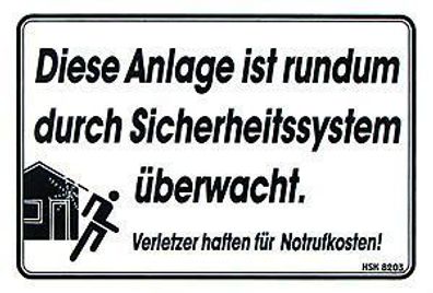 Hinweisschild - ANLAGE Überwacht - Gr. 20x10 cm - 308203 - Sicherheit
