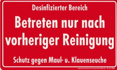 Hinweisschild - Desinfizierter Bereich - 308504 - Gr. 25 x 15 cm
