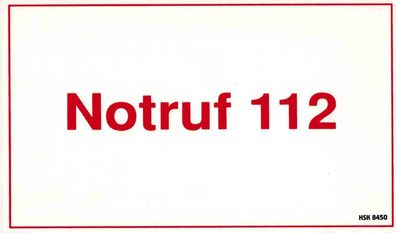 Hinweisschild - NOTRUF 112 - Gr. 25 x15 cm - 308450