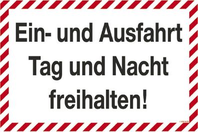 Parkschild - Ein- und Ausfahrt Tag und Nacht freihalten - 308636 - 30cm x 20cm