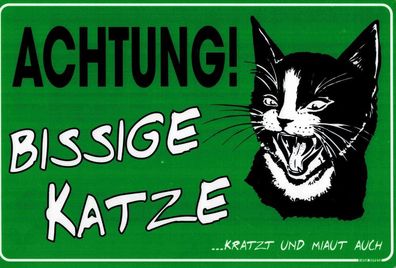 Schild - Achtung! Bissige Katze - 309232 grün - Gr. ca. 30cm x 20cm