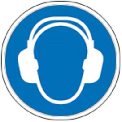 Schild Gebotszeichen nach ISO 7010 - Gehörschutz benutzen - 320063 rund Gr. ca. 20cm