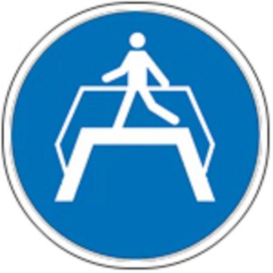 Schild Gebotszeichen nach ISO 7010 - Übergang benutzen - 320083 rund Gr. ca. 20cm