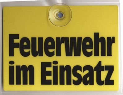 Schild mit Saugnapf - Feuerwehr im Einsatz - 307770 - Gr. ca. 20 x 15 cm gelb