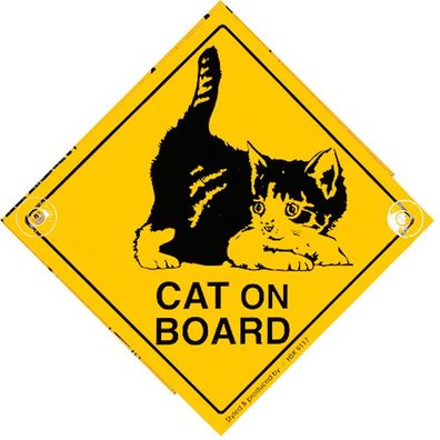 Schild mit Saugnäpfen - CAT ON BOARD - 309117 - Gr. ca. 20 x 20 cm