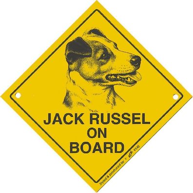 Schild mit Saugnäpfen - JACK RUSSEL ON BOARD - 309145 - 16,5cm x 16,5cm - Hund Tiere