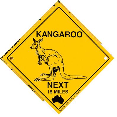 Schild mit Saugnäpfen - Kangaroo next 15 miles - 309122 - Gr. ca. 20 x 20 cm
