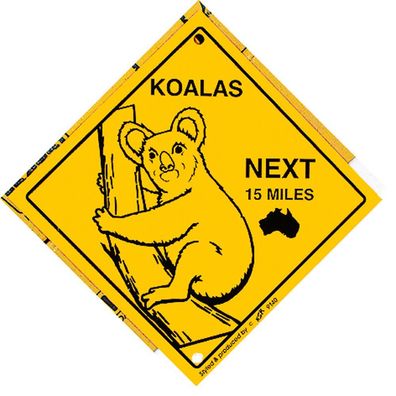 Schild mit Saugnäpfen - KOALAS next 15 miles - 309140 - Gr. ca. 20 x 20 cm
