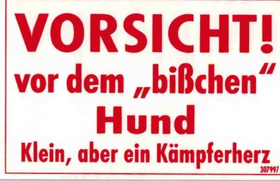 Türschild - Spaßschild - Vorsicht! bisschen Hund - 8,5x 5,5cm - 307997 - Wachhund