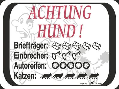 Warnschild - Achtung HUND! - 309002 - 20cm x 15cm - Tiere Hund
