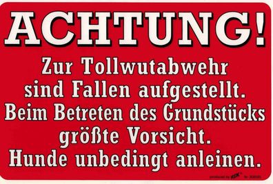 Warnschild - Achtung Tollwutabwehr - 308585 - 30cm x 20cm