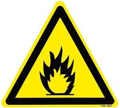 Warnschild dreieckig - Feuergefährliche STOFFE - 308802 - Schenkellänge 22cm